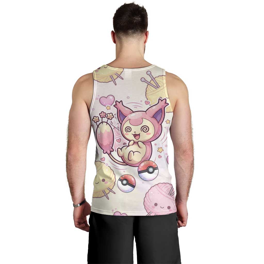 Skitty Pokémon Men Tank Top Pastel Kawaii Yarn Art Style