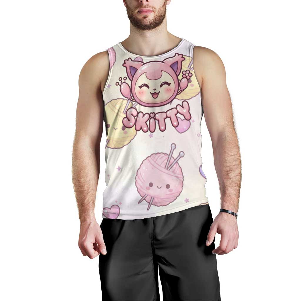 Skitty Pokémon Men Tank Top Pastel Kawaii Yarn Art Style