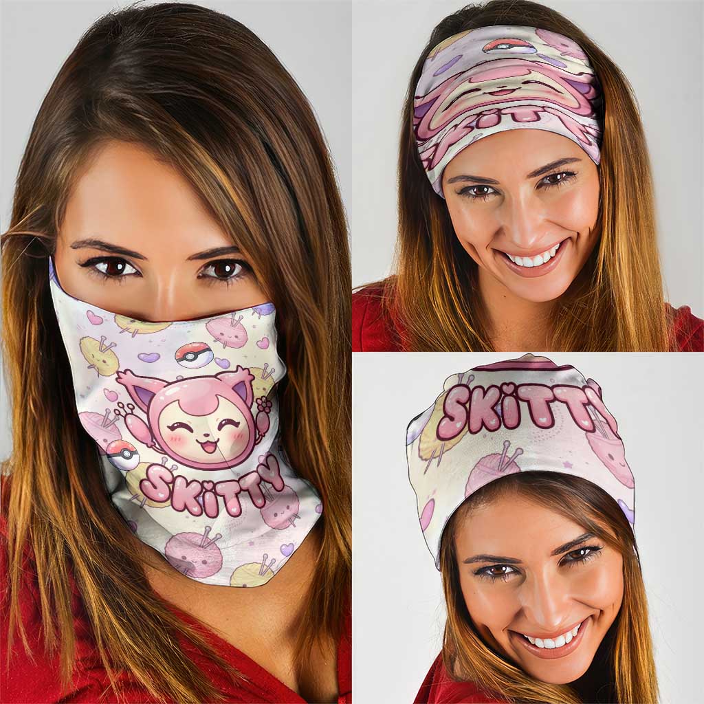 Skitty Pokémon Neck Gaiter Pastel Kawaii Yarn Art Style