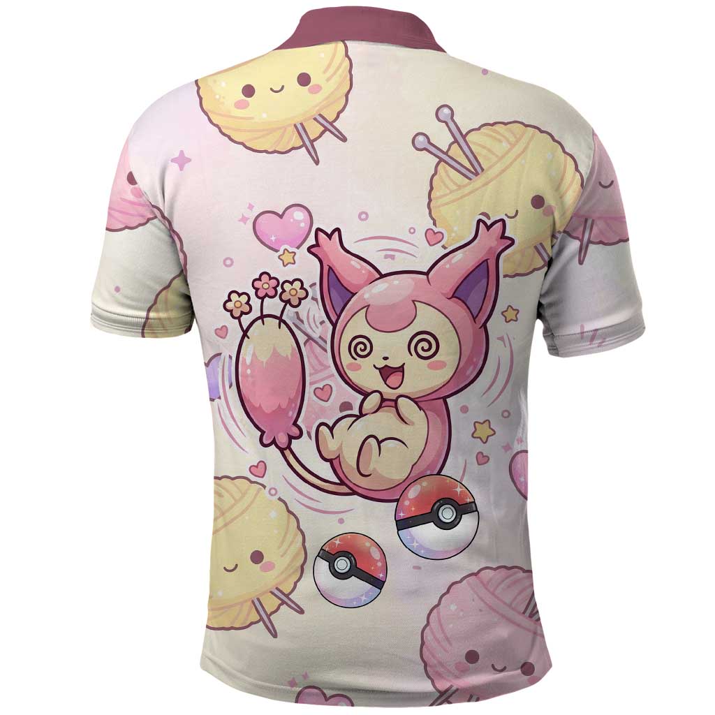 Skitty Pokémon Polo Shirt Pastel Kawaii Yarn Art Style