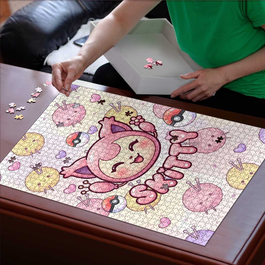 Skitty Pokémon Puzzle Pastel Kawaii Yarn Art Style