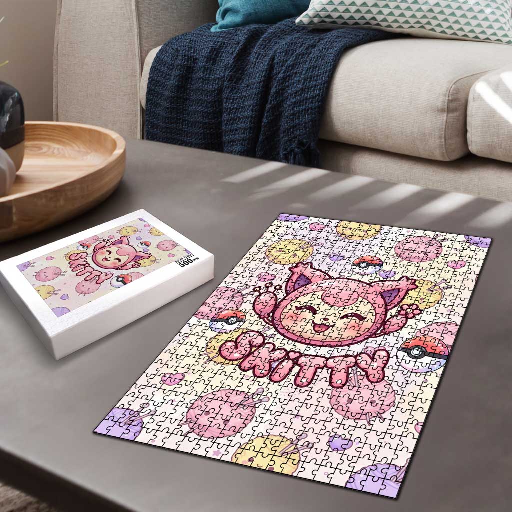 Skitty Pokémon Puzzle Pastel Kawaii Yarn Art Style