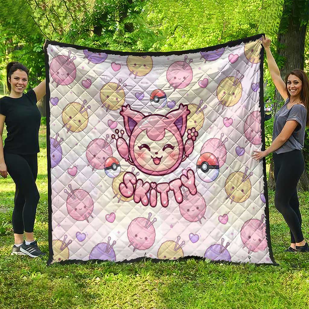 Skitty Pokémon Quilt Pastel Kawaii Yarn Art Style