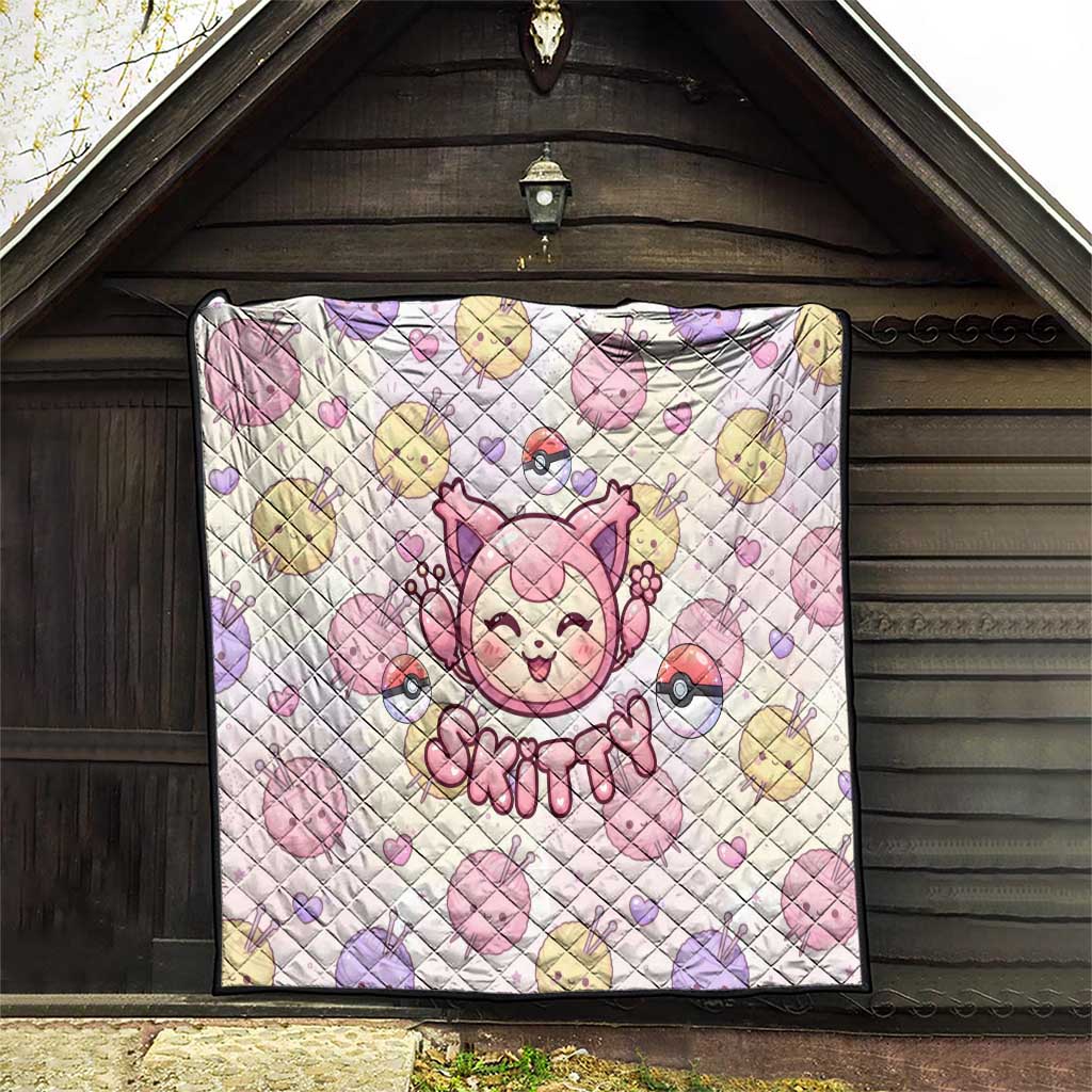 Skitty Pokémon Quilt Pastel Kawaii Yarn Art Style