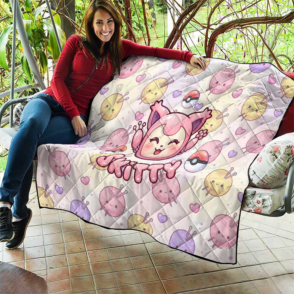 Skitty Pokémon Quilt Pastel Kawaii Yarn Art Style