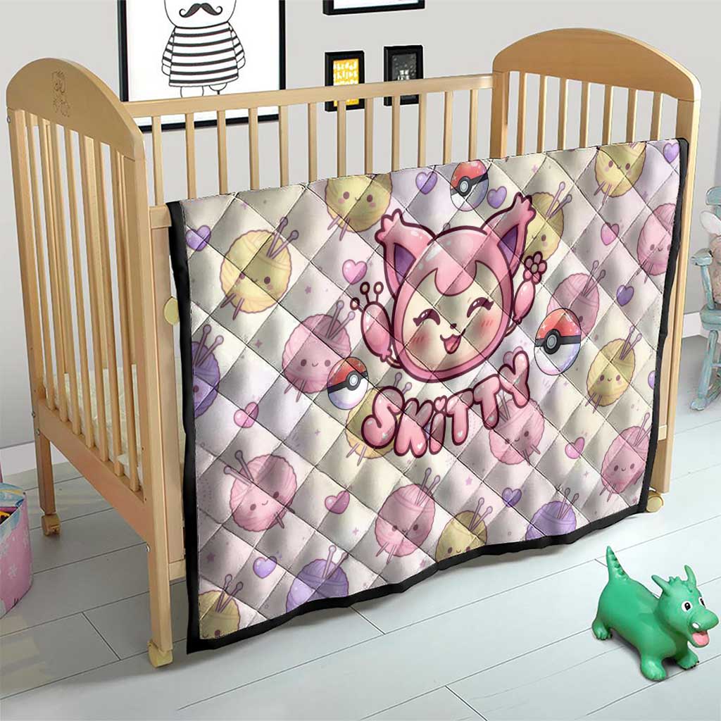 Skitty Pokémon Quilt Pastel Kawaii Yarn Art Style