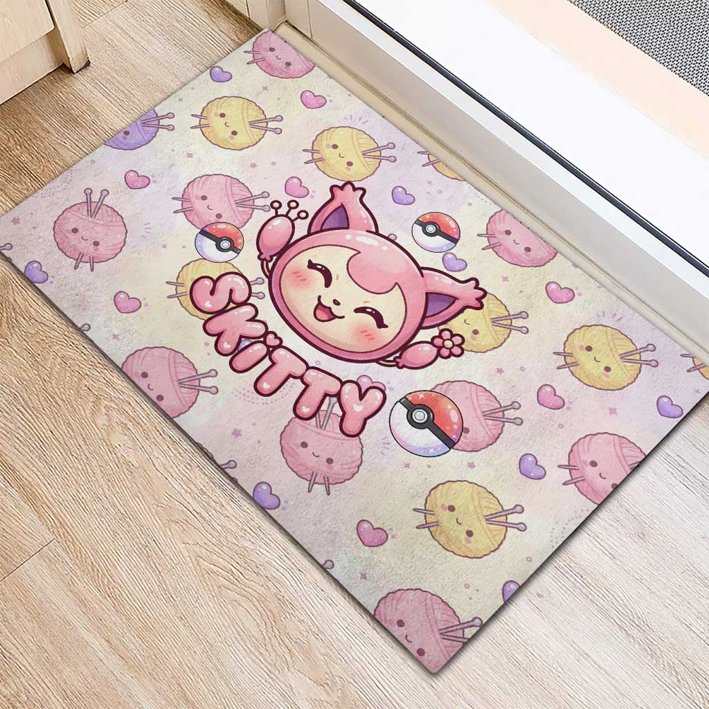 Skitty Pokémon Rubber Doormat Pastel Kawaii Yarn Art Style