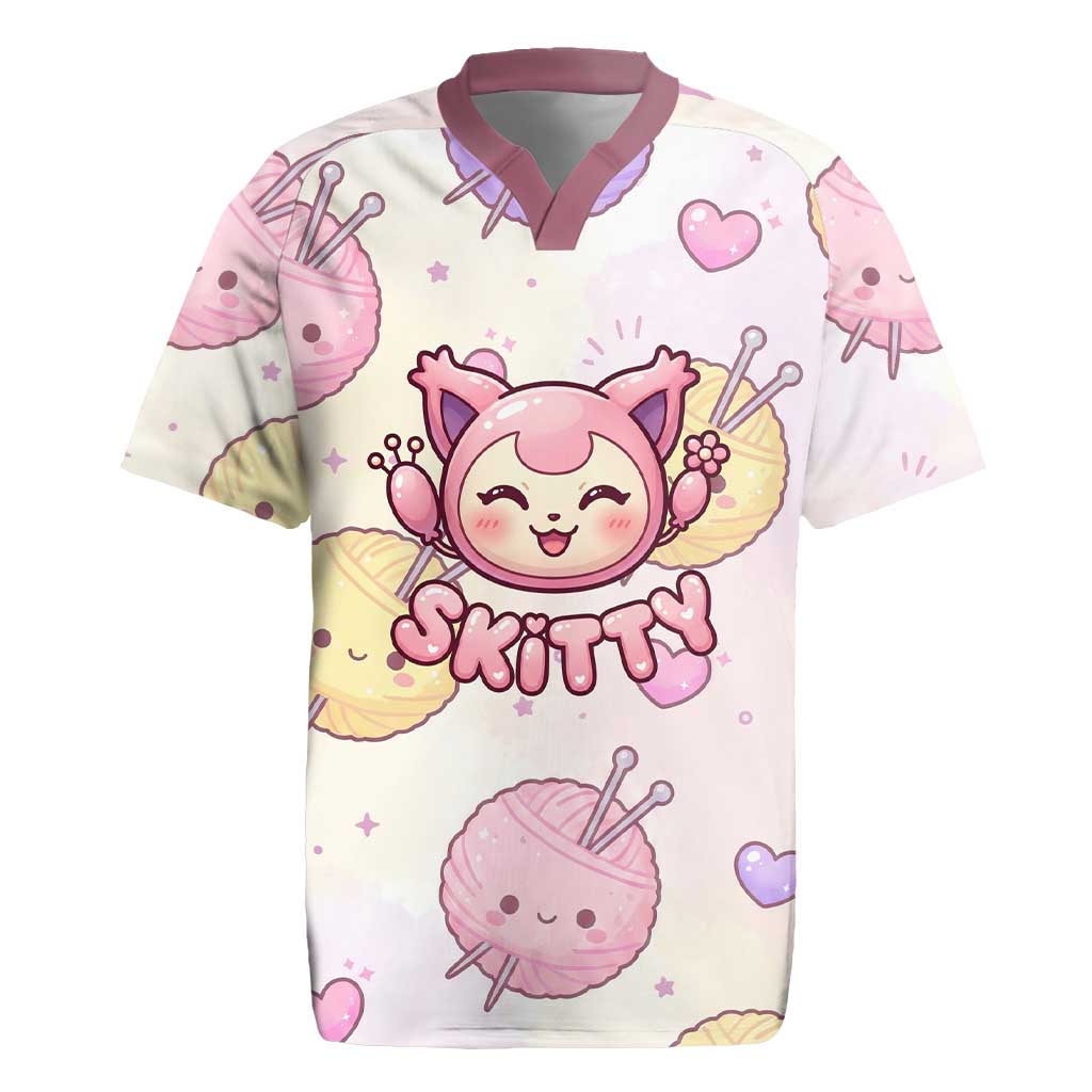 Skitty Pokémon Rugby Jersey Pastel Kawaii Yarn Art Style