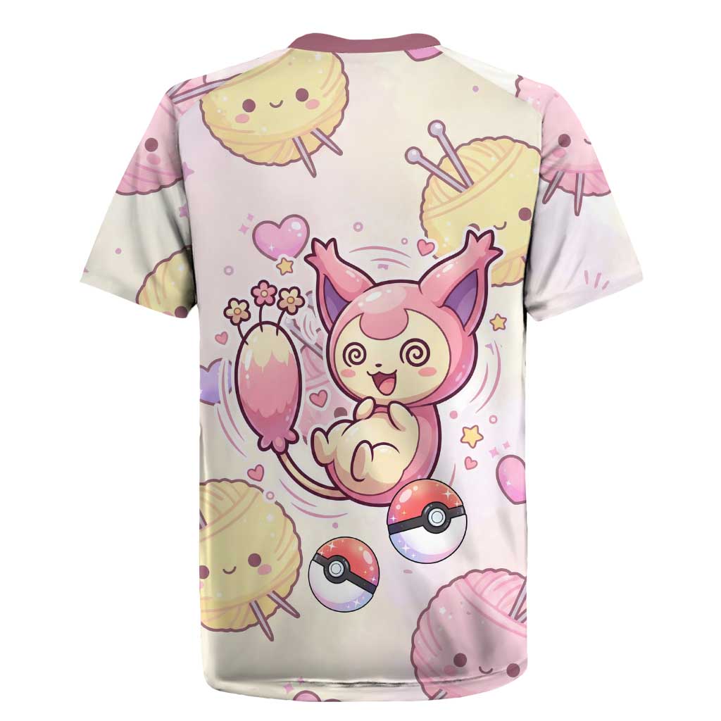 Skitty Pokémon Rugby Jersey Pastel Kawaii Yarn Art Style