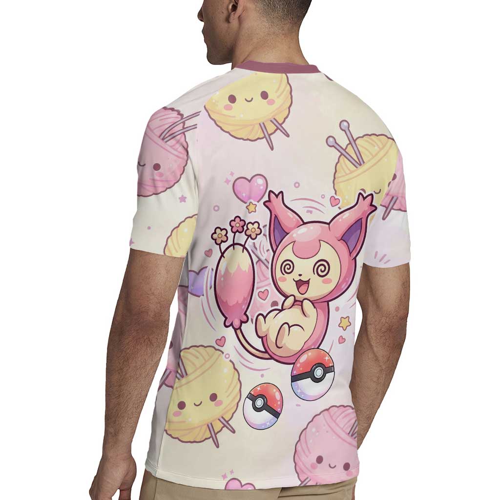 Skitty Pokémon Rugby Jersey Pastel Kawaii Yarn Art Style