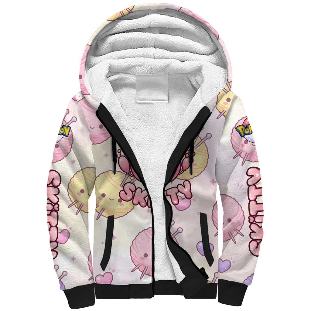 Skitty Pokémon Sherpa Hoodie Pastel Kawaii Yarn Art Style