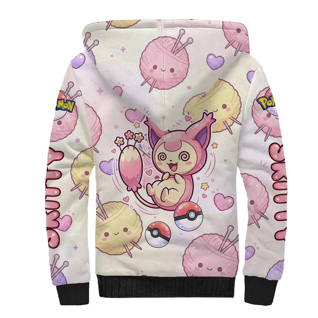 Skitty Pokémon Sherpa Hoodie Pastel Kawaii Yarn Art Style