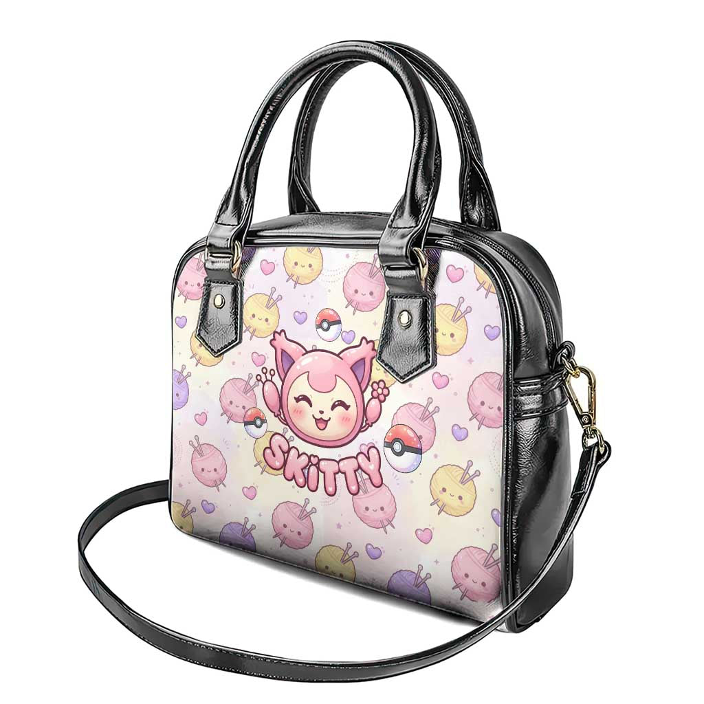 Skitty Pokémon Shoulder Handbag Pastel Kawaii Yarn Art Style
