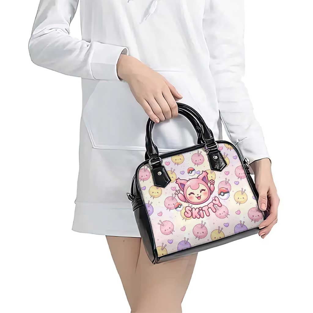 Skitty Pokémon Shoulder Handbag Pastel Kawaii Yarn Art Style