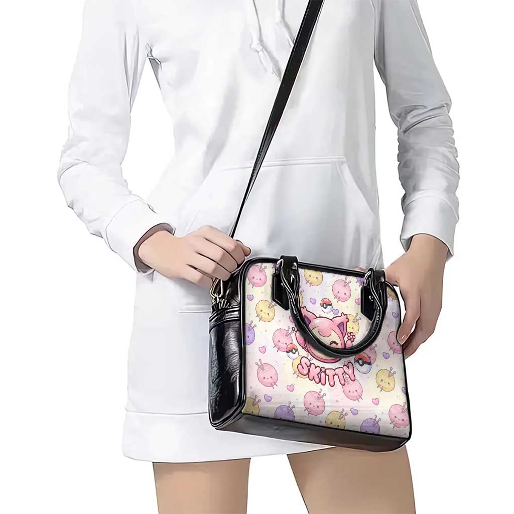 Skitty Pokémon Shoulder Handbag Pastel Kawaii Yarn Art Style