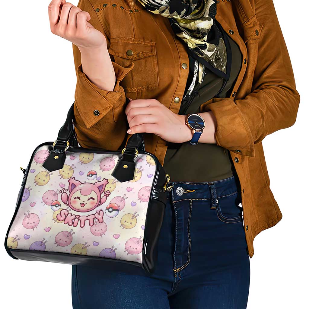Skitty Pokémon Shoulder Handbag Pastel Kawaii Yarn Art Style