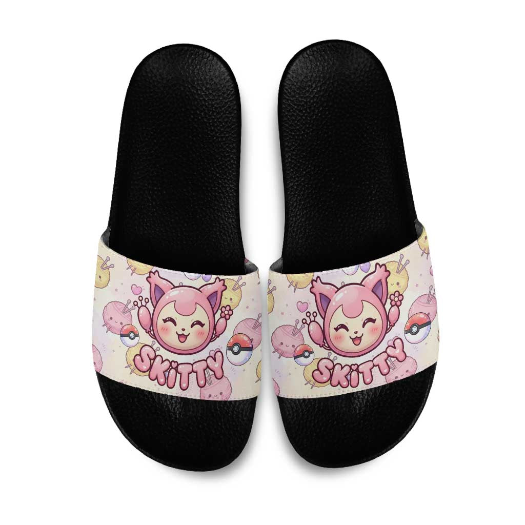 Skitty Pokémon Slide Sandals Pastel Kawaii Yarn Art Style