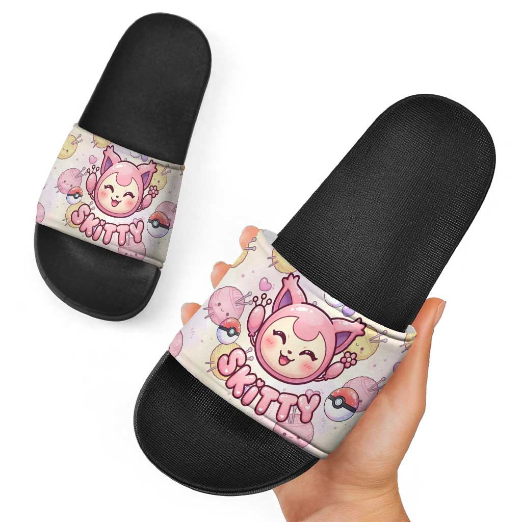 Skitty Pokémon Slide Sandals Pastel Kawaii Yarn Art Style