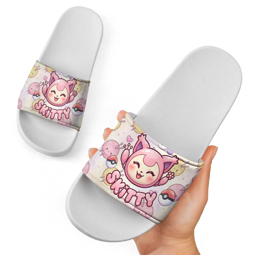 Skitty Pokémon Slide Sandals Pastel Kawaii Yarn Art Style