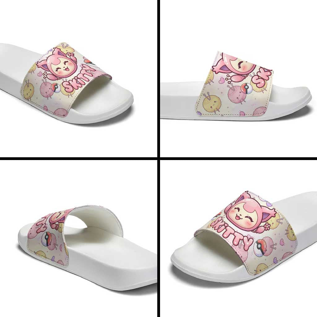 Skitty Pokémon Slide Sandals Pastel Kawaii Yarn Art Style