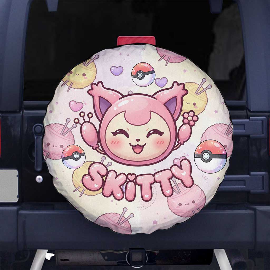 Skitty Pokémon Spare Tire Cover Pastel Kawaii Yarn Art Style