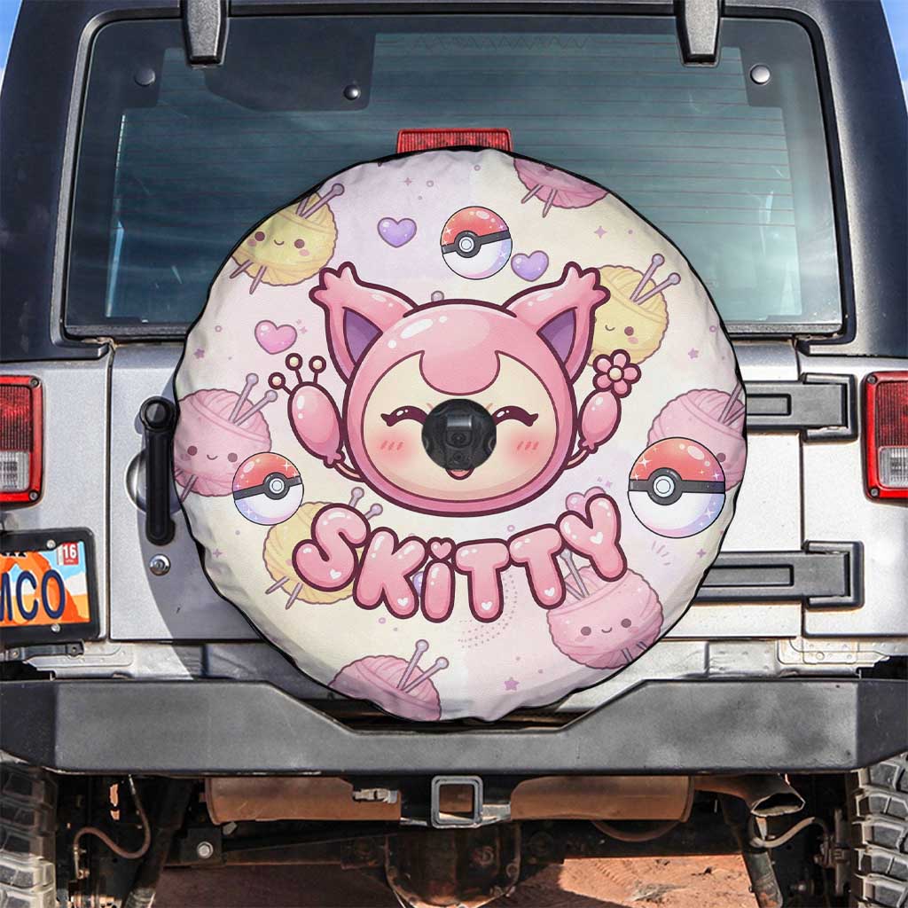 Skitty Pokémon Spare Tire Cover Pastel Kawaii Yarn Art Style