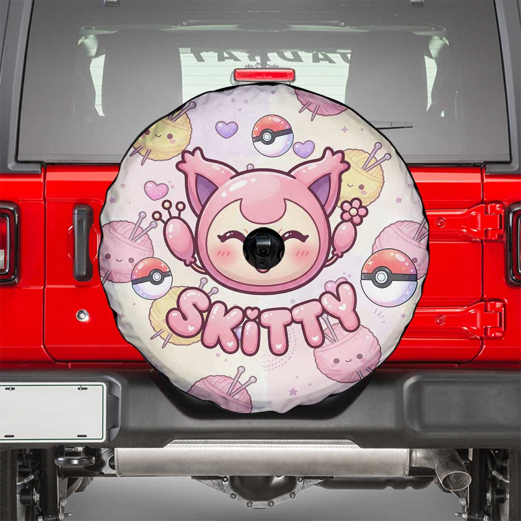 Skitty Pokémon Spare Tire Cover Pastel Kawaii Yarn Art Style