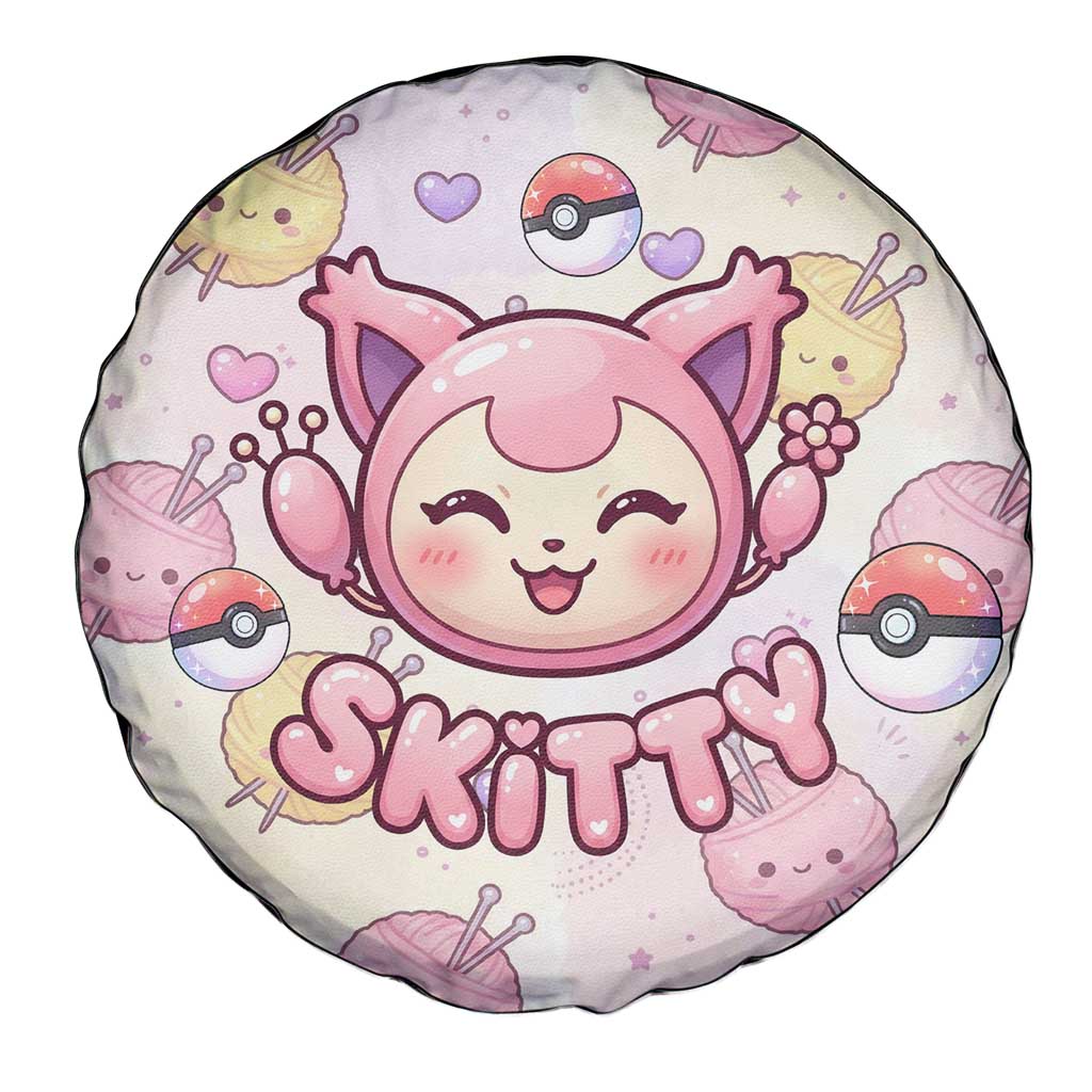 Skitty Pokémon Spare Tire Cover Pastel Kawaii Yarn Art Style