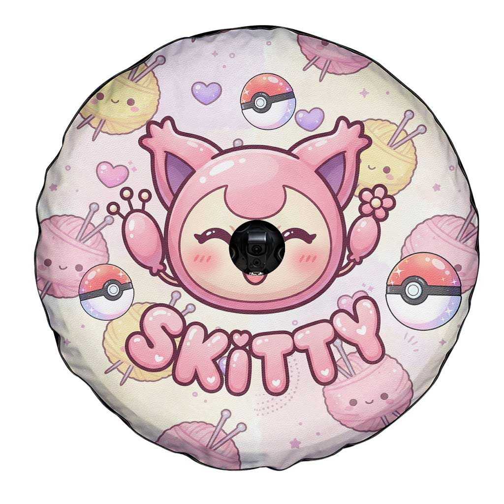 Skitty Pokémon Spare Tire Cover Pastel Kawaii Yarn Art Style
