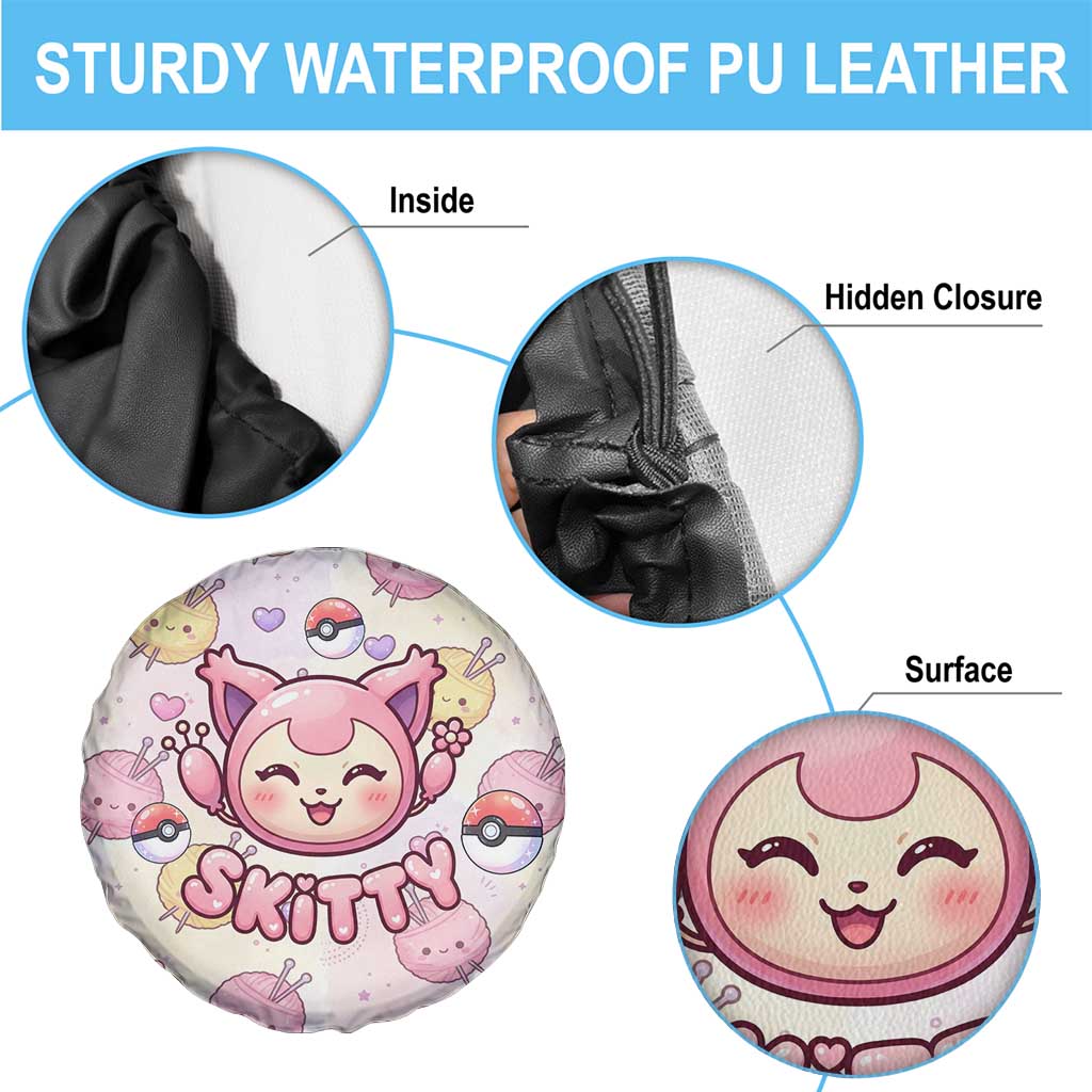 Skitty Pokémon Spare Tire Cover Pastel Kawaii Yarn Art Style