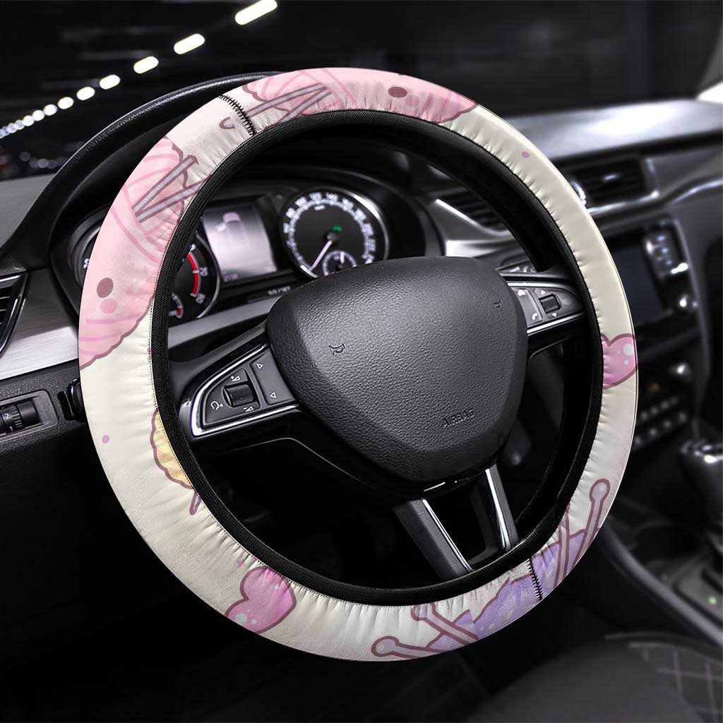 Skitty Pokémon Steering Wheel Cover Pastel Kawaii Yarn Art Style