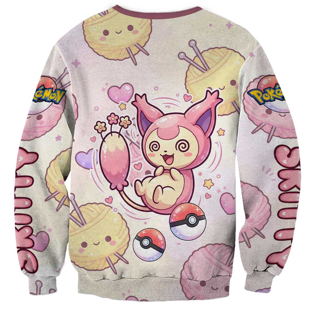 Skitty Pokémon Sweatshirt Pastel Kawaii Yarn Art Style