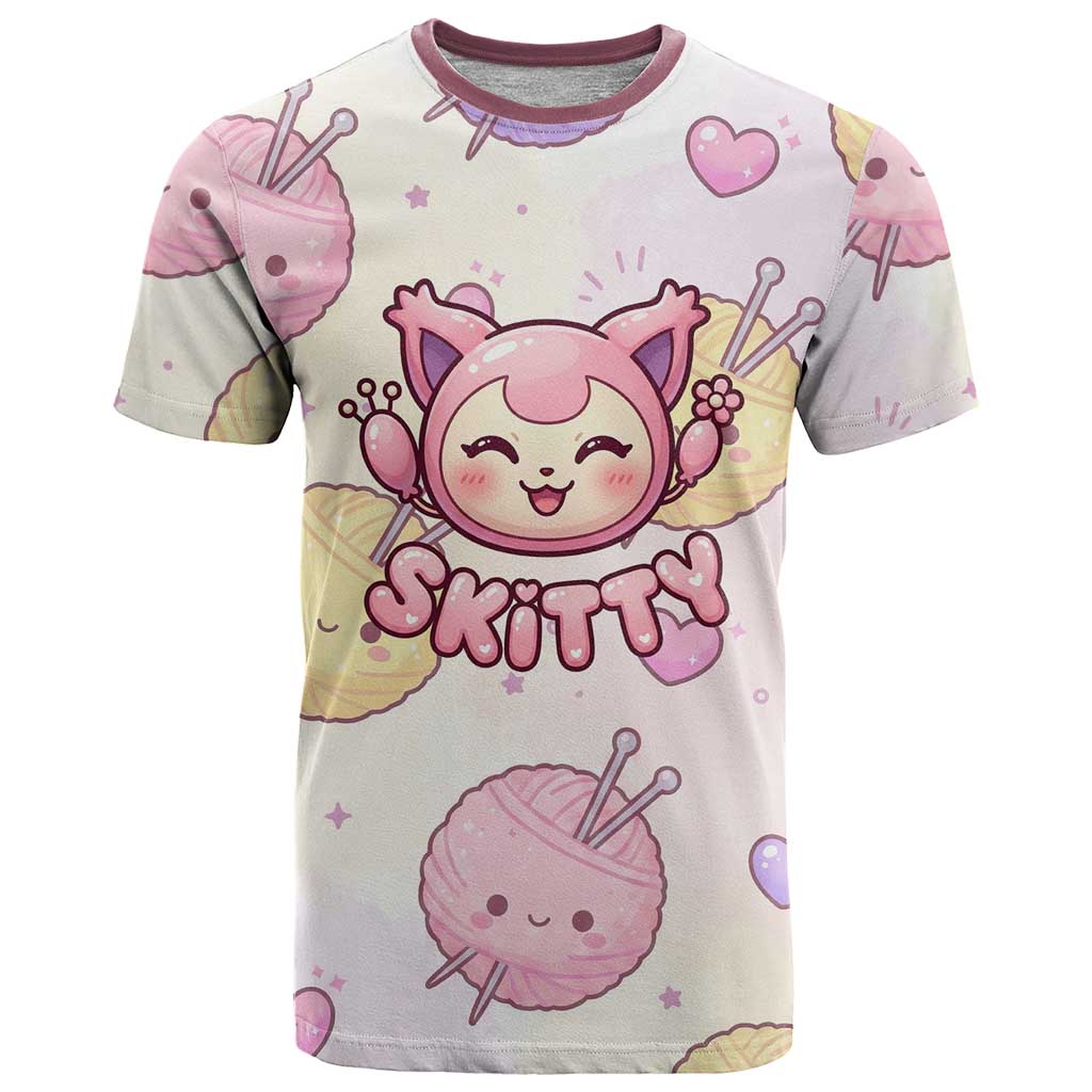Skitty Pokémon T Shirt Pastel Kawaii Yarn Art Style