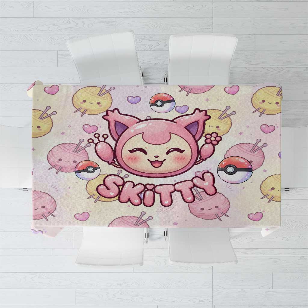 Skitty Pokémon Tablecloth Pastel Kawaii Yarn Art Style