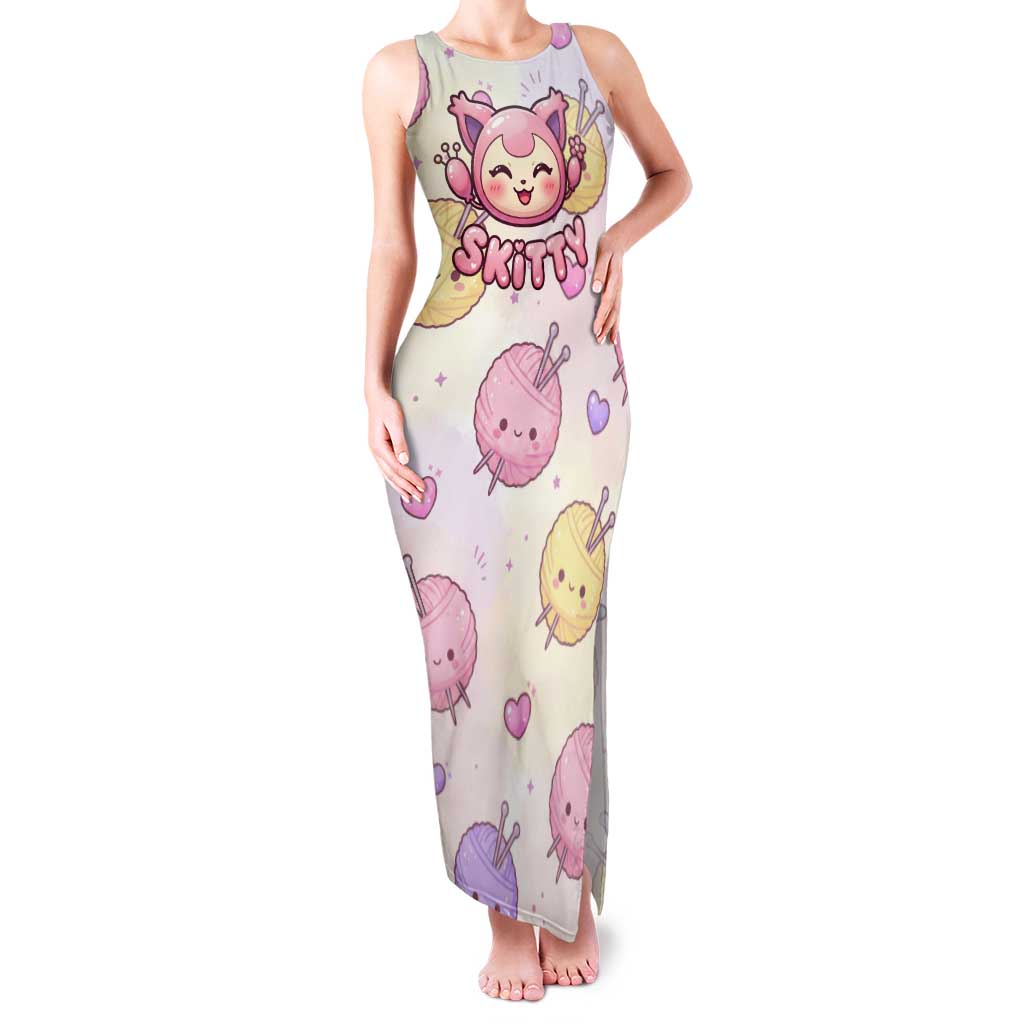 Skitty Pokémon Tank Maxi Dress Pastel Kawaii Yarn Art Style