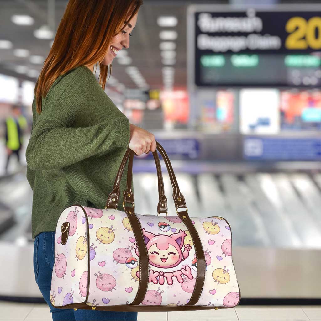 Skitty Pokémon Travel Bag Pastel Kawaii Yarn Art Style