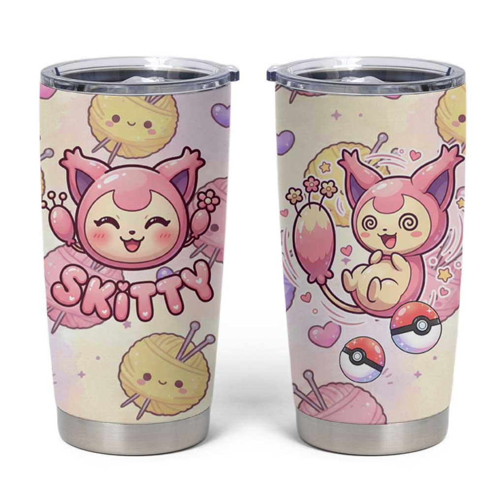 Skitty Pokémon Tumbler Cup Pastel Kawaii Yarn Art Style