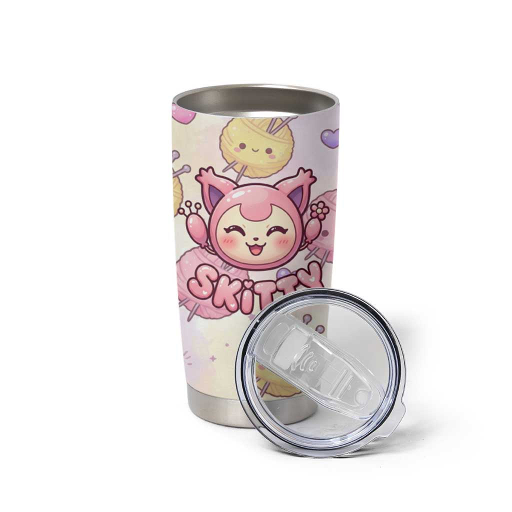 Skitty Pokémon Tumbler Cup Pastel Kawaii Yarn Art Style