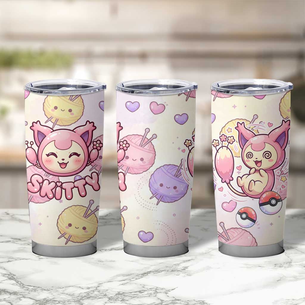 Skitty Pokémon Tumbler Cup Pastel Kawaii Yarn Art Style