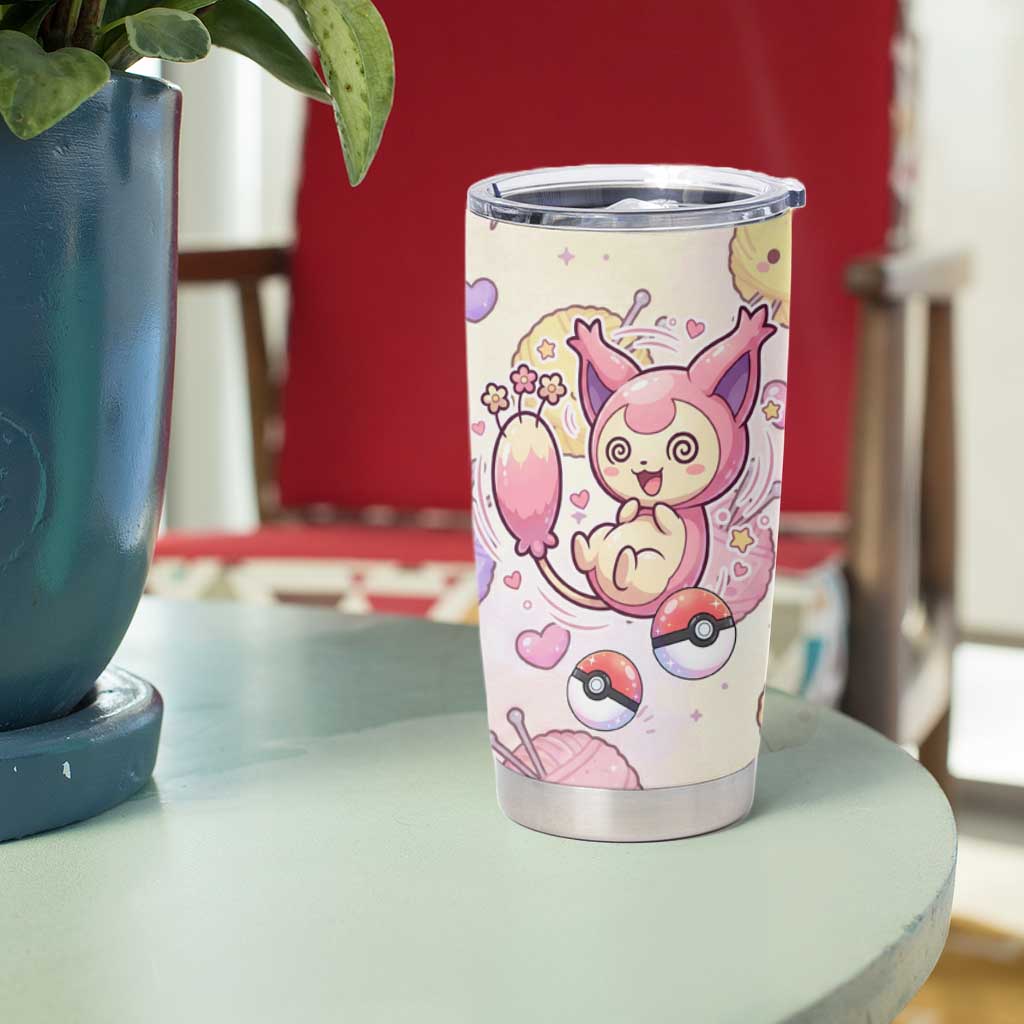 Skitty Pokémon Tumbler Cup Pastel Kawaii Yarn Art Style