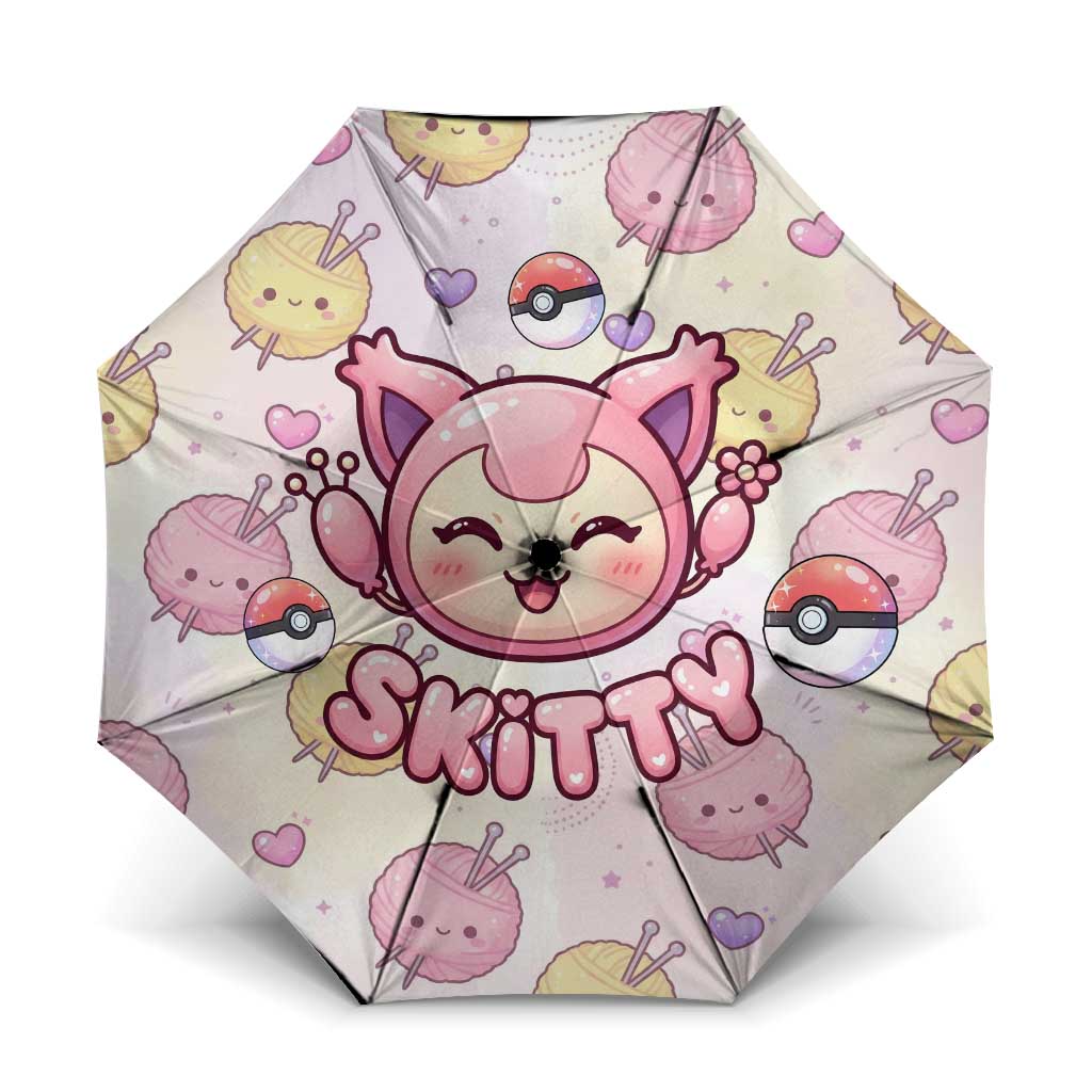 Skitty Pokémon Umbrella Pastel Kawaii Yarn Art Style