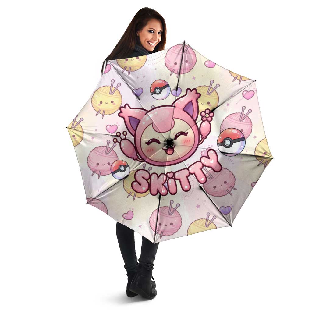Skitty Pokémon Umbrella Pastel Kawaii Yarn Art Style