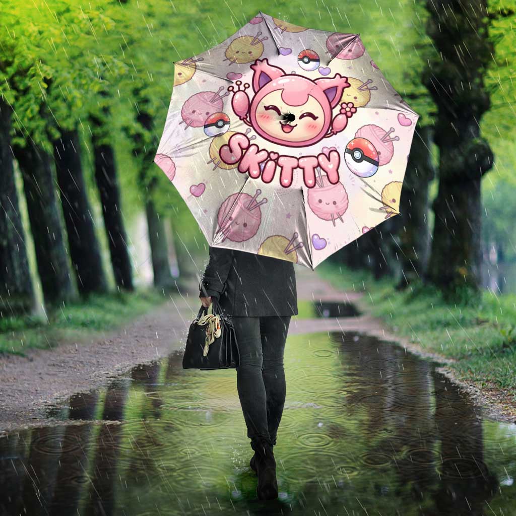 Skitty Pokémon Umbrella Pastel Kawaii Yarn Art Style