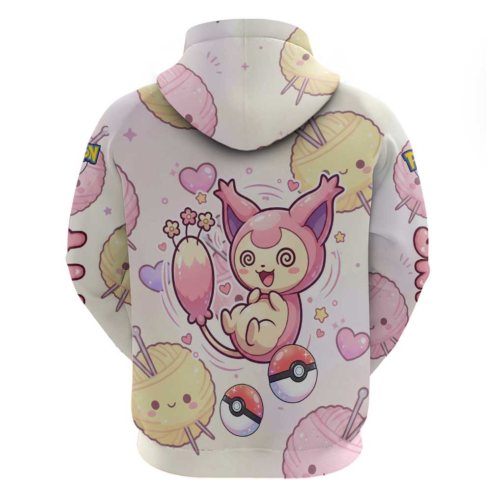Skitty Pokémon Zip Hoodie Pastel Kawaii Yarn Art Style