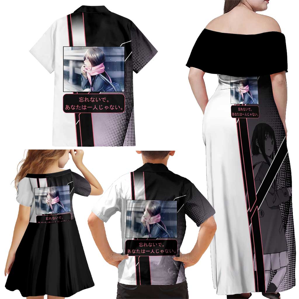 Hiyori Iki Family Matching Off Shoulder Maxi Dress and Hawaiian Shirt Soft Sentimental Anime Style