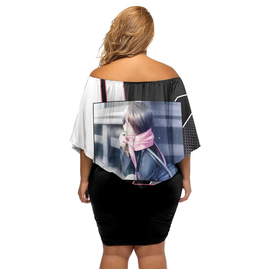 Hiyori Iki Off Shoulder Short Dress Soft Sentimental Anime Style