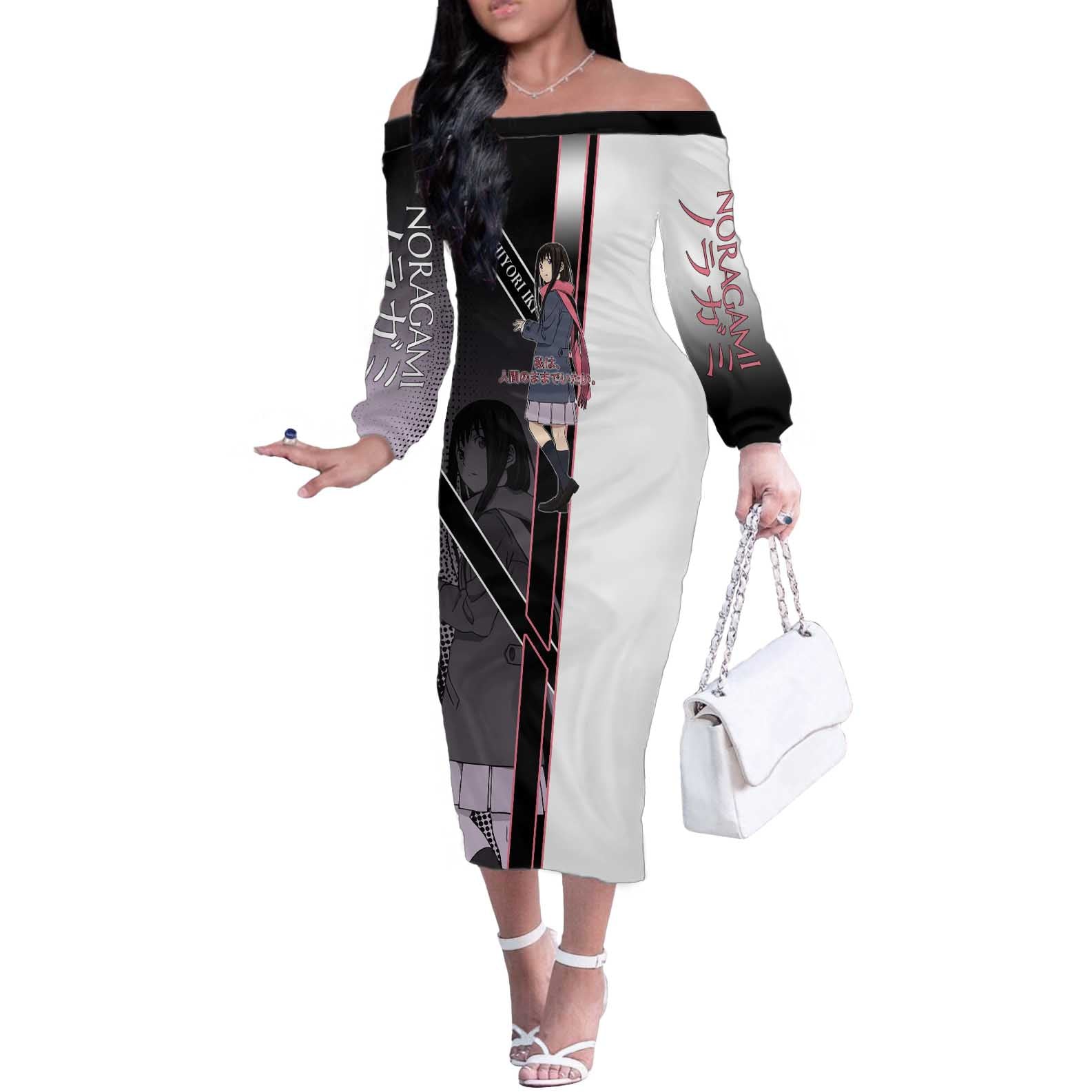 Hiyori Iki Off The Shoulder Long Sleeve Dress Soft Sentimental Anime Style