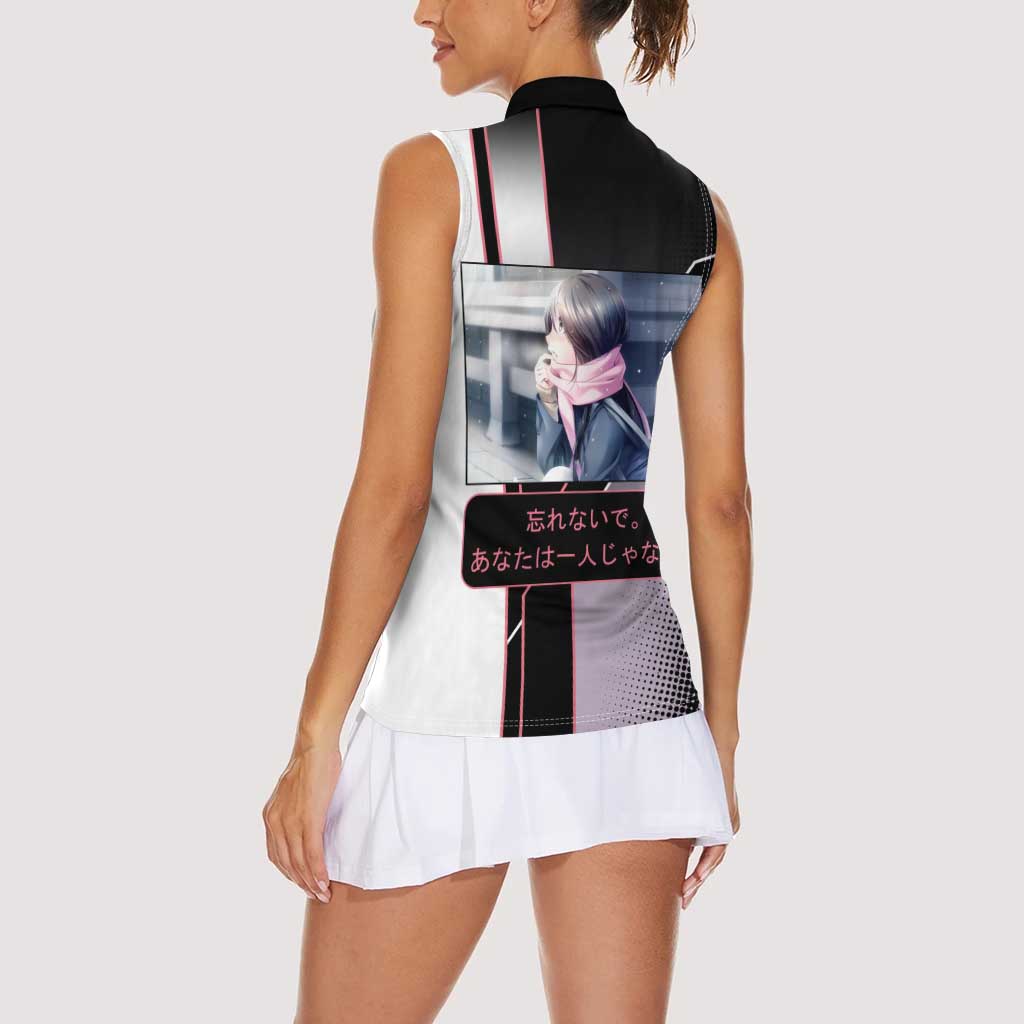 Hiyori Iki Women Sleeveless Polo Shirt Soft Sentimental Anime Style