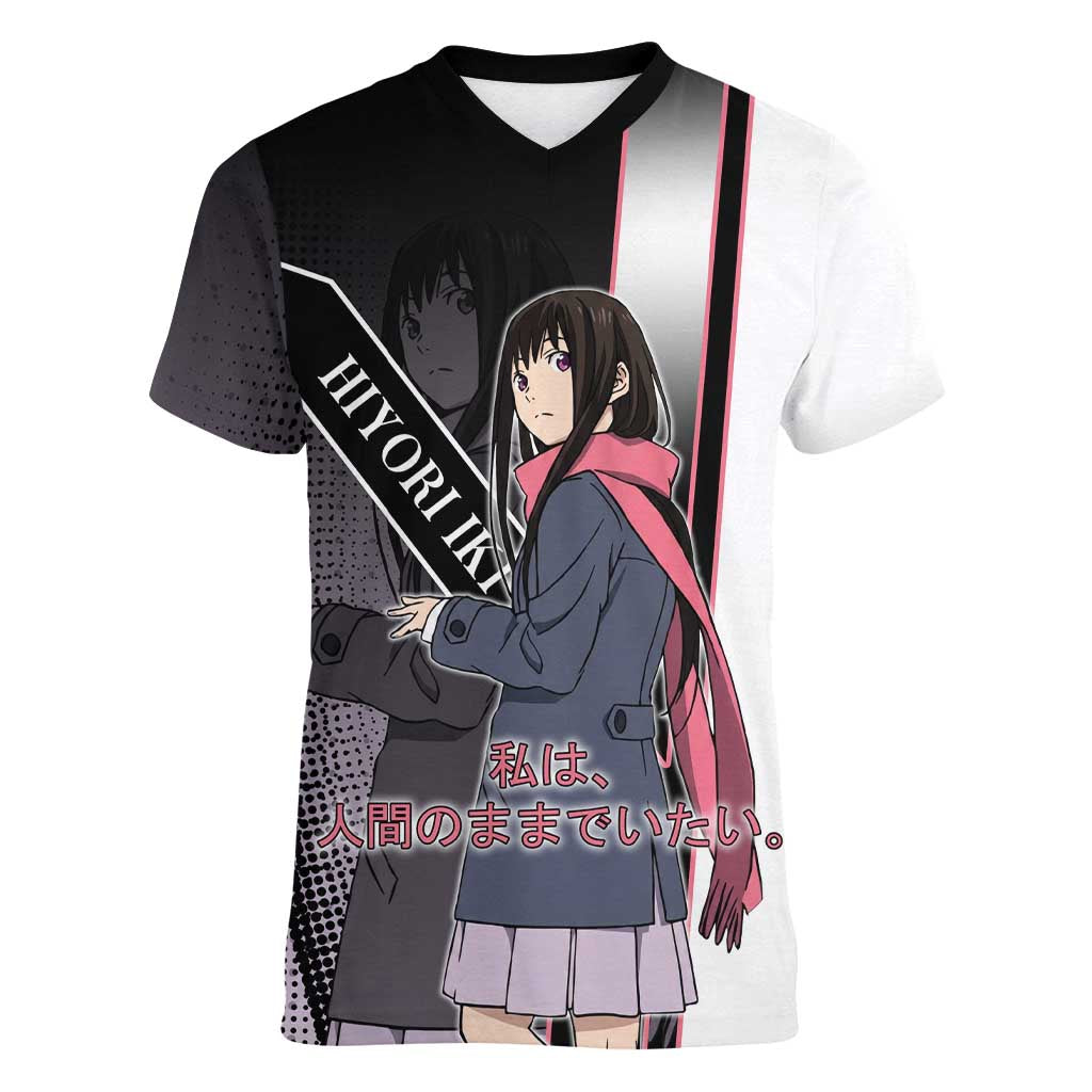 Hiyori Iki Women V-Neck T-Shirt Soft Sentimental Anime Style