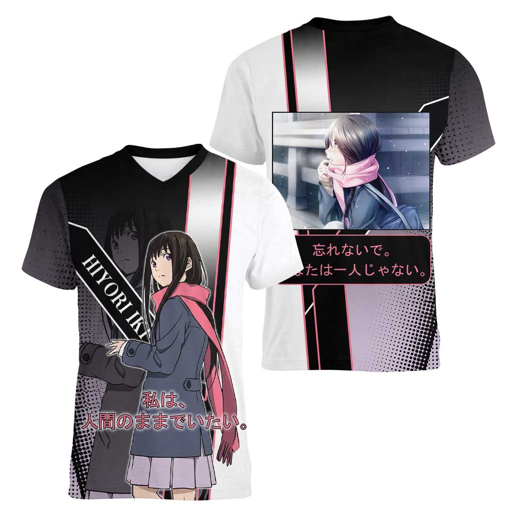 Hiyori Iki Women V-Neck T-Shirt Soft Sentimental Anime Style
